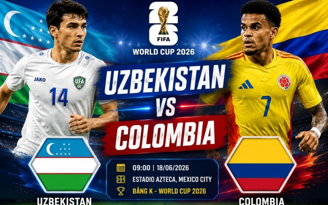 Trực tiếp bóng đá Uzbekistan vs Colombia, 9h00 hôm nay 18/6