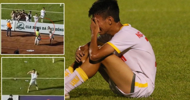 VIDEO: Đội của thầy Giôm bị ném vật thể lạ vì ăn mừng khiêu khích