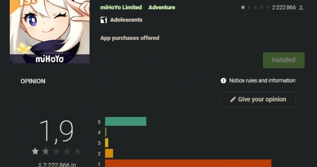 Genshin Impact nhận bão review 1 sao trên Google Play vì tội keo kiệt