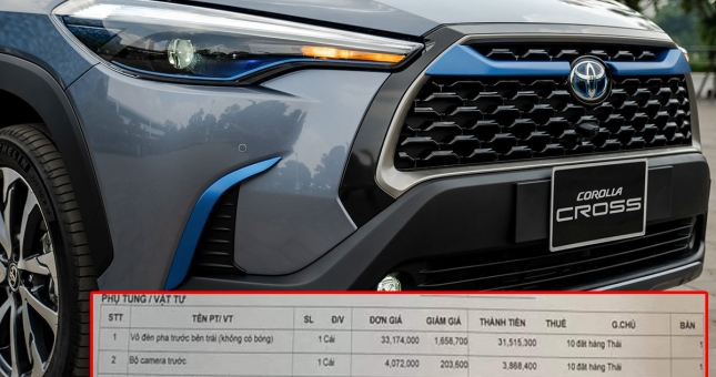 “Giật mình” vỏ đèn pha Toyota Corolla Cross có giá hơn 33 triệu đồng