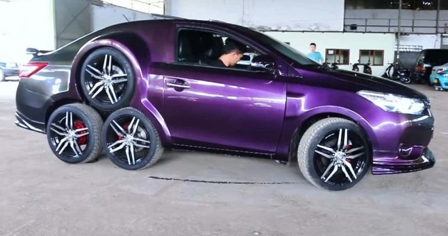 Chiếc Toyota Vios độ 8 bánh xe cực dị gây xôn xao dân mạng