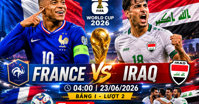 Link xem trực tiếp Pháp vs Iraq hôm nay 23/6 trên VTV - World Cup 2026