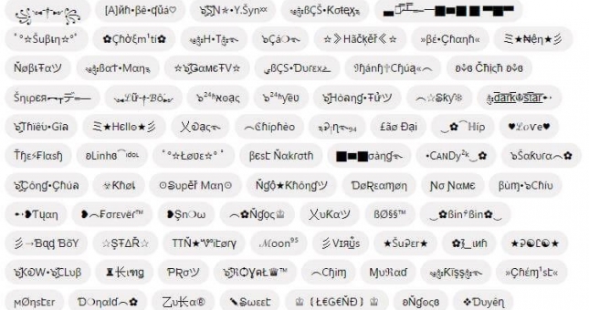 Cách tạo tên siêu đặc sắc với kí tự đặc biệt tại tuongquan.vn