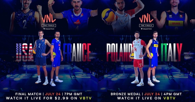Lịch thi đấu chung kết giải bóng chuyền nam VNL 2022, ngày 25/7: Pháp vs Mỹ