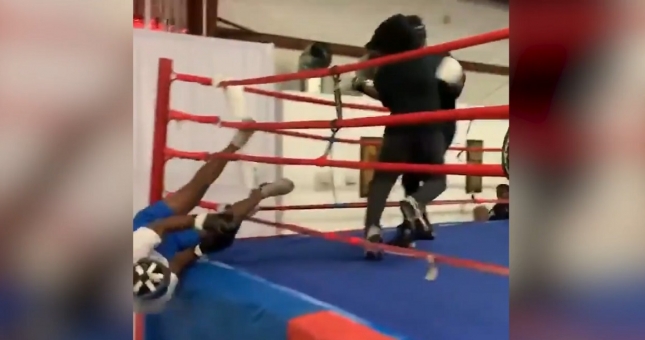 Cầu thủ đô con 115kg đi đánh nhau, đấm bay đối thủ khỏi sàn đấu