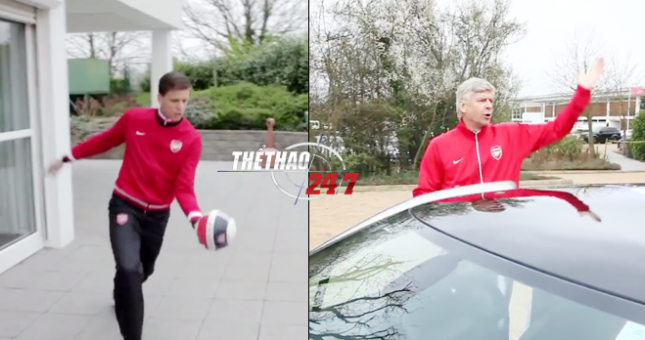 Video Szczesny liều lĩnh sút bóng vào xe của HLV Wenger