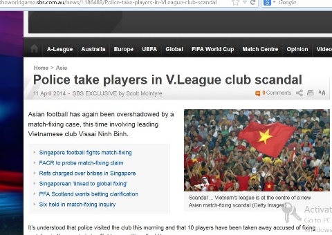 Truyền thông thế giới rúng động vì scandal dàn xếp tỷ số ở V.Ninh Bình