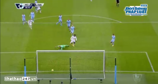 VIDEO: Phút 9 - Wilfried Bony mở tỷ số cho Swansea (Man City 0-1 Swansea)