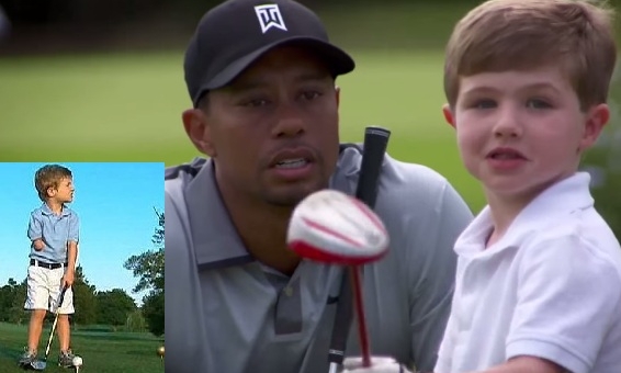 VIDEO: Cảm động ''golf thủ'' 3 tuổi cụt tay vui mừng khi gặp Tiger Woods