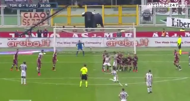 VIDEO: Pha sút phạt thành bàn mẫu mực của Andrea Pirlo vào lưới Torino