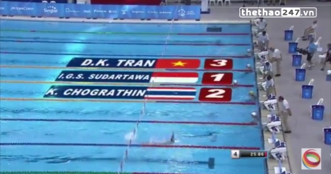 Video SEA Games 28: Vòng loại 50m bơi ngửa nam - Trần Duy Khôi
