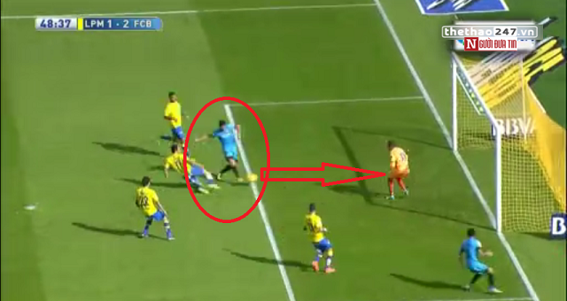 VIDEO: Pha bỏ lỡ đáng tiếc của Suarez khi đối mặt thủ môn Las Palmas