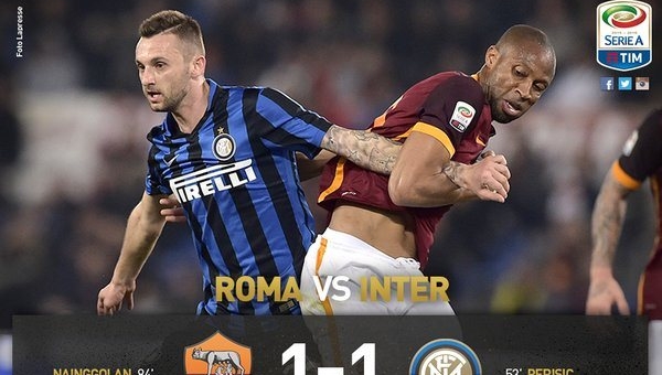 Video bàn thắng: Roma 1-1 Inter Milan (Vòng 30 Serie A)