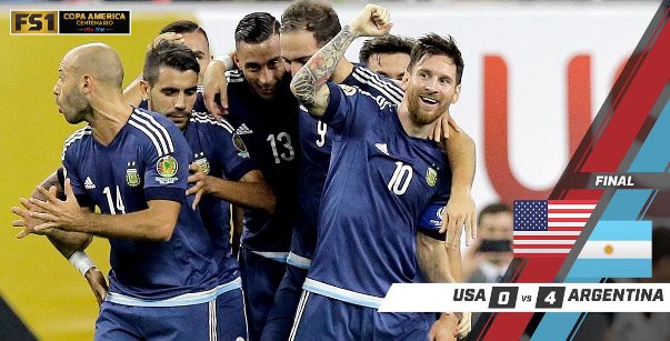 Video bàn thắng: Mỹ 0-4 Argentina (Bán kết Copa America 2016)
