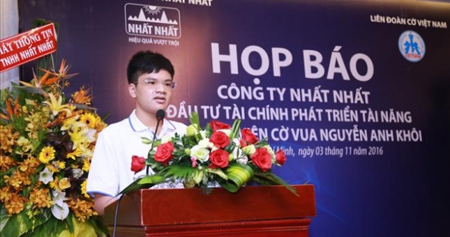 Dược phẩm Nhất Nhất đầu tư gần 1,5 tỷ đồng cho kỳ thủ Nguyễn Anh Khôi