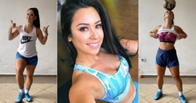 Mỹ nhân Brazil gây sốt với màn vừa tâng bóng vừa cởi áo