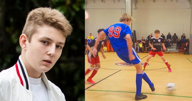 VIDEO: Thước phim hiếm khi con trai Tổng thống Donald Trump chơi bóng đá