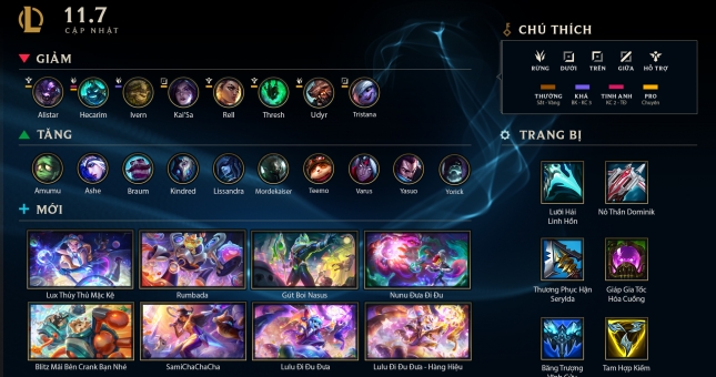 Chi tiết phiên bản cập nhật LMHT 11.7