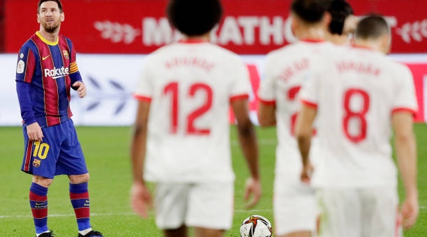 Messi nhạt nhòa, Barca thất thủ trước Sevilla