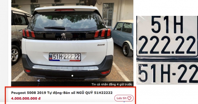 Mua Peugeot 5008 bốc được biển “ngũ quý 2”, chủ xe rao bán 4 tỷ đồng