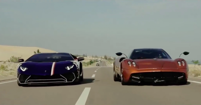Minh 'Nhựa' tung clip cầm lái Pagani Huayra đua với Lamborghini Aventador SV tại Phan Thiết