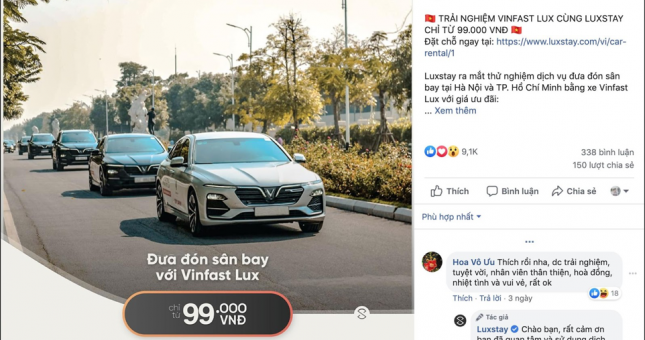 LUXSTAY gây sốt với dịch vụ đưa đón sân bay cao cấp bằng dòng xe VINFAST LUX