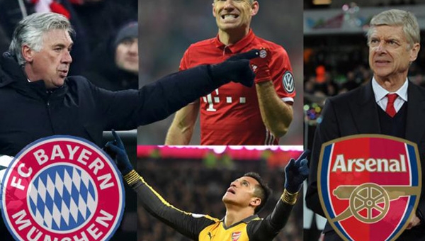 Xem trực tiếp cúp C1 Bayern - Arsenal, Real - Napoli ở đâu?