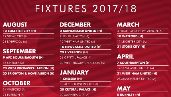 Lịch thi đấu của Arsenal mùa giải 2017/18