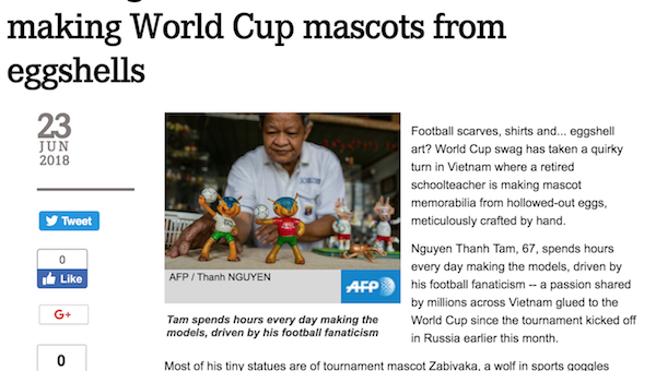 Hãng thông tấn Pháp ca ngợi thầy giáo Việt Nam làm linh vật WC từ vỏ trứng