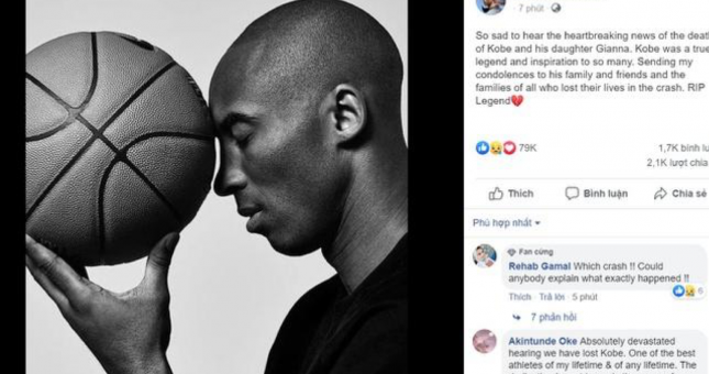 Ronaldo, Messi bàng hoàng vì sự ra đi của Kobe Bryant