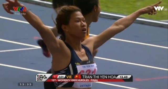 VIDEO: Trần Thị Yến Hoa bất ngờ giành HCV chạy 100m rào nữ
