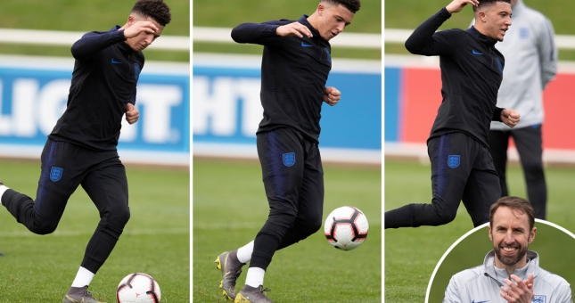Sancho lập siêu phẩm panenka trong buổi tập của tuyển Anh