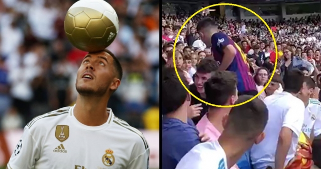 VIDEO: CĐV Barca đến xem Hazard ra mắt Real Madrid và cái kết