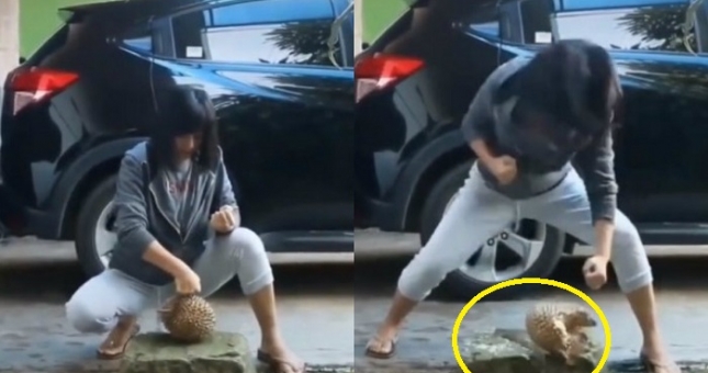 VIDEO: Nữ sinh Việt gây sốc với cú đấm nát quả sầu riêng và tảng đá