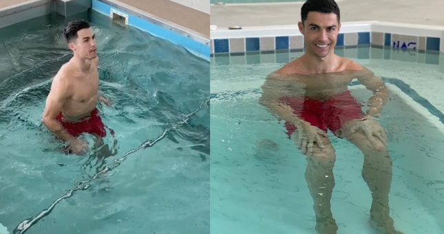 Cristiano Ronaldo tập chạy dưới nước cùng thiết bị đặc biệt