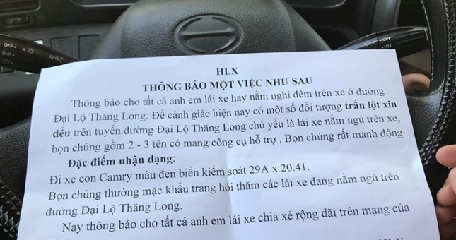Cảnh báo trấn lột trên Đại lộ Thăng Long - Việc làm tốt của HLX