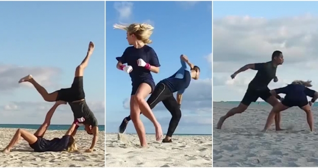 VIDEO: Vợ chồng dùng võ đánh nhau như phim hành động