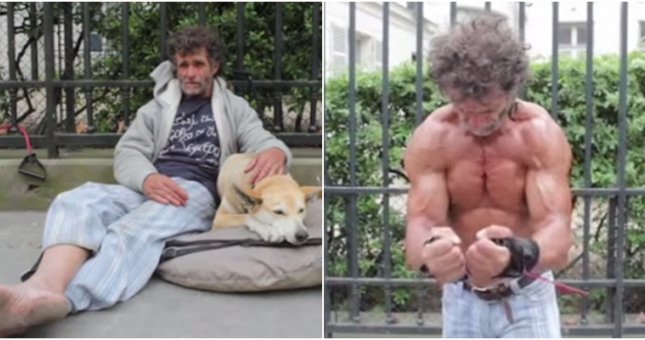 Dân gymer thế giới ghen tỵ với thể hình của ông ăn mày tập luyện với cột điện