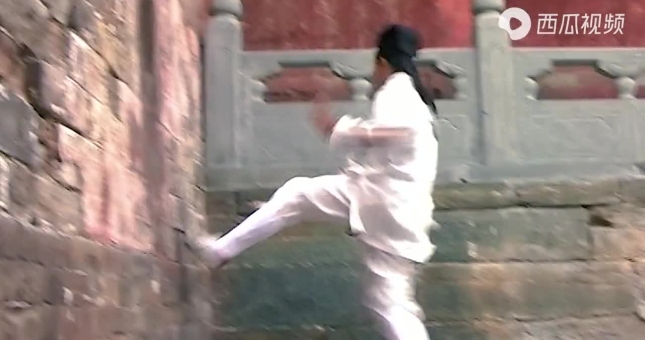 Trần Sư Hành dùng khinh công Thê Vân Tung để leo tường bằng chân