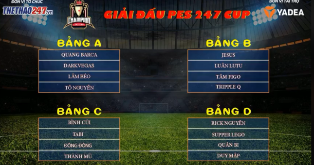 Xuất hiện 'bảng tử thần' ở giải PES 247 Cup