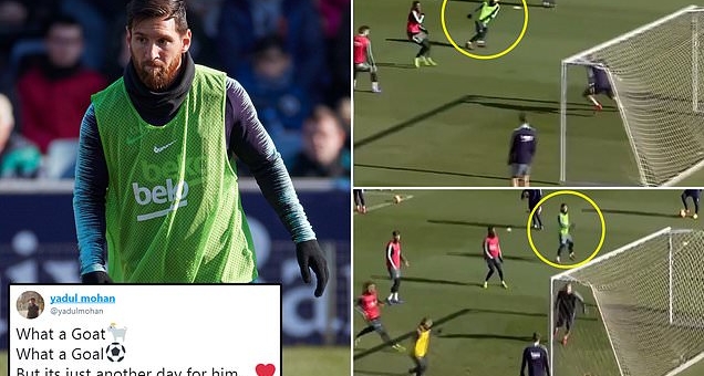 VIDEO: Messi ghi bàn thắng khó tin trên sân tập