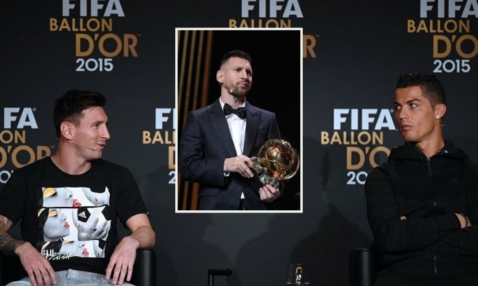 SỐC! Ronaldo có phản ứng bất ngờ trước Quả Bóng Vàng thứ 8 của Messi