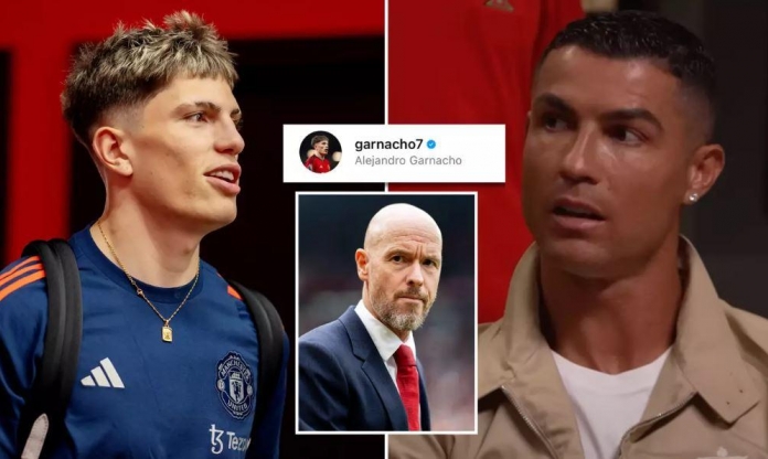 Garnacho gây bão mạng vì 'thích' tuyên bố về Ten Hag của Ronaldo