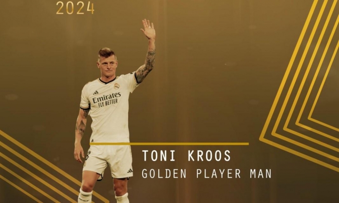 Vượt Rodri và Vinicius, Toni Kroos đoạt giải Cầu thủ nam xuất sắc nhất 2024