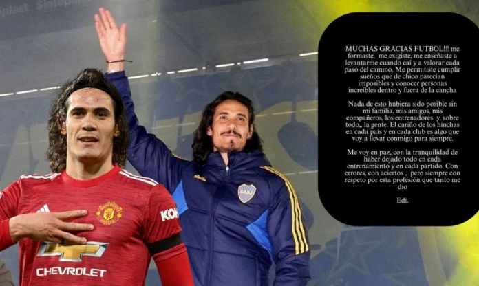 CHÍNH THỨC: Huyền thoại Edinson Cavani tuyên bố giải nghệ