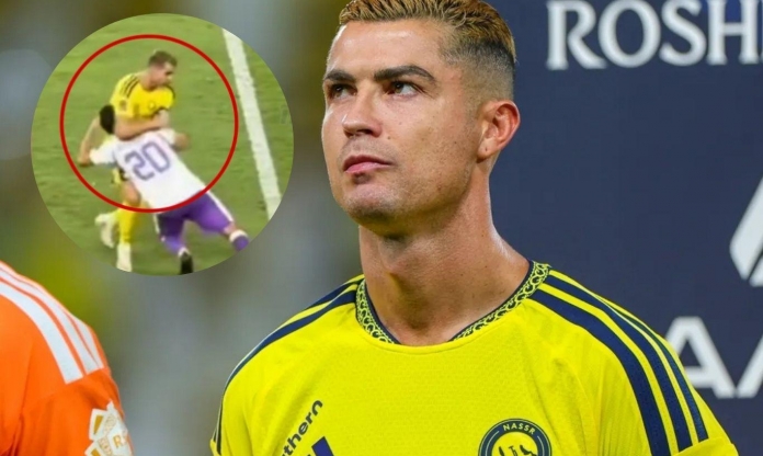 Nổi đóa vì thua 0-4, Ronaldo 'đấu vật' ngay trên sân