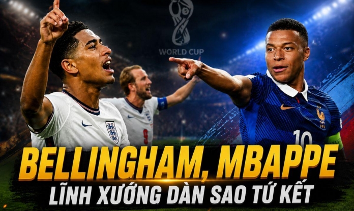 Đội hình tiêu biểu tứ kết World Cup 2026: Bellingham, Mbappe chiếm sóng