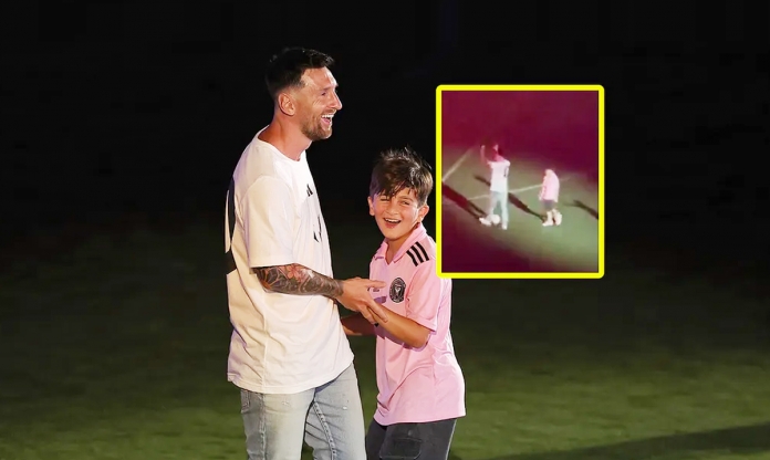 Lionel Messi bị con trai 'xâu kim' trước hàng vạn NHM