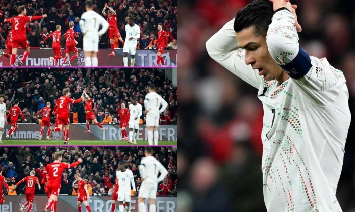 Phản ứng của Ronaldo khi bị Hojlund ăn mừng 'siuuu' ngay trước mặt