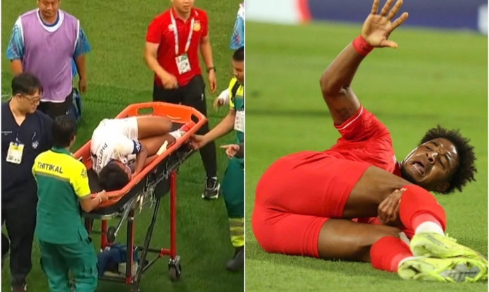 Gãy chân giống Xuân Son, đội trưởng U22 Lào vẫn bị nhận thẻ đỏ